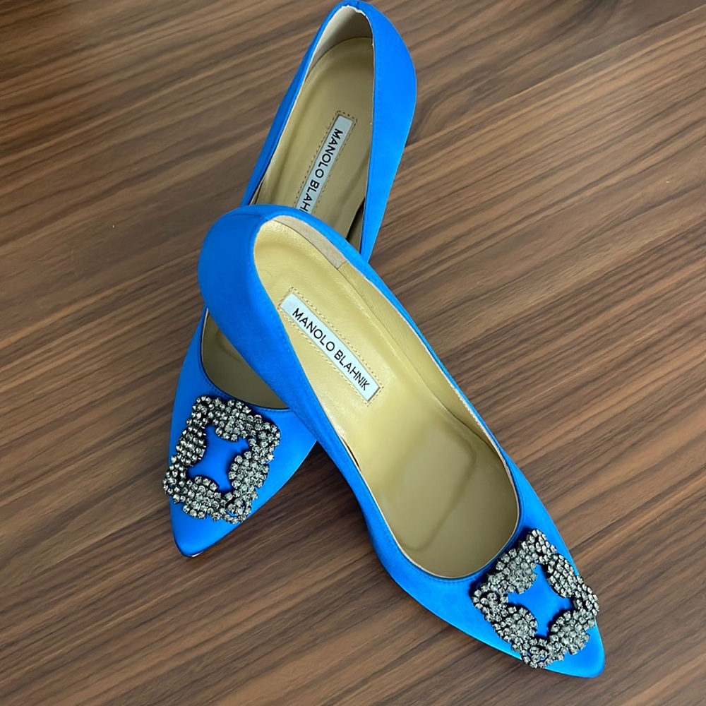 Blue Manolo blahnik size 39 usa 41 euro size ,they run small on me !iam 39 1/2